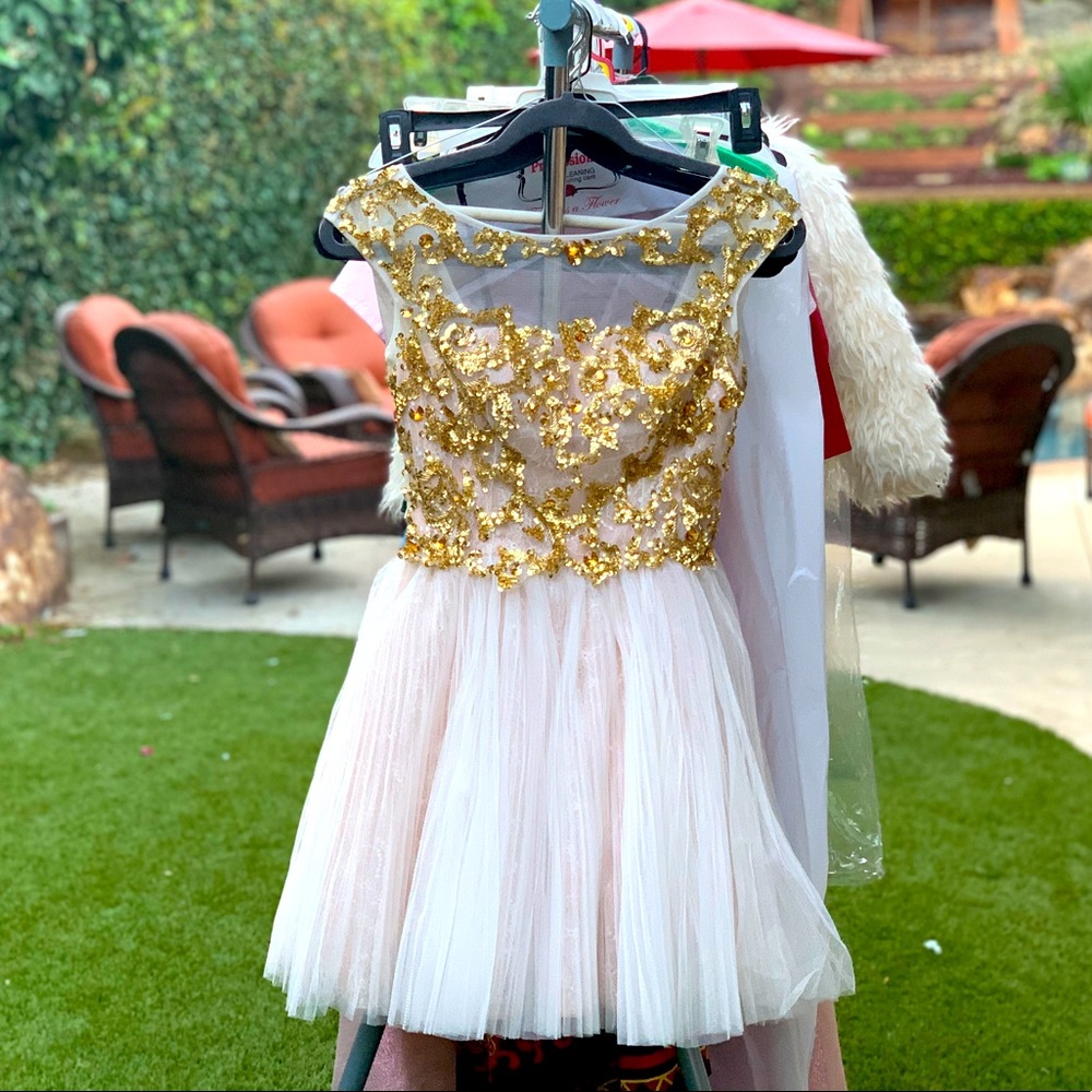 White/Gold, Sherri Hill Cocktail Dress, Size 0